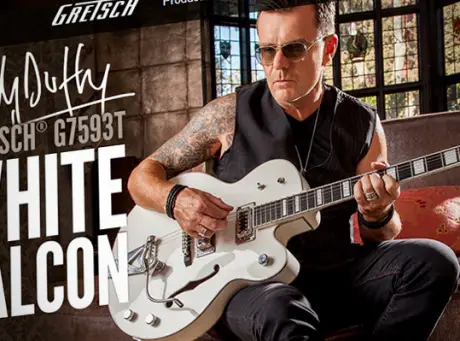 Gretsch G7593T Billy Duffy White Falcon Hits the Spotlights