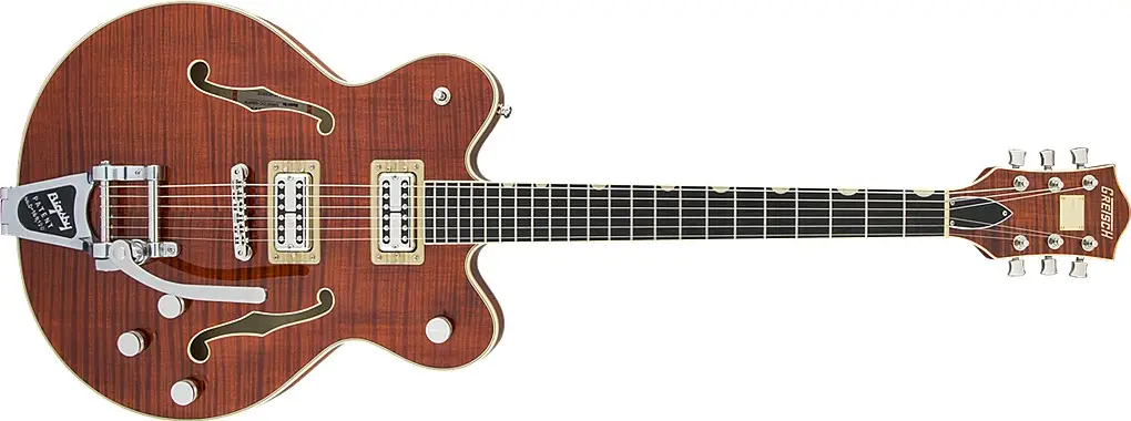 G6609TFM Players Edition Broadkaster® Center Block Double-Cut with String-Thru Bigsby®, USA Full`Tron™ Pickups, Tiger Flame Maple by Gretsch Guitars